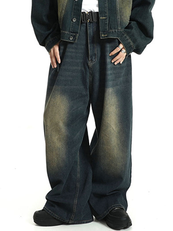 Men's Vintage Wash Distressed Loose Jeans