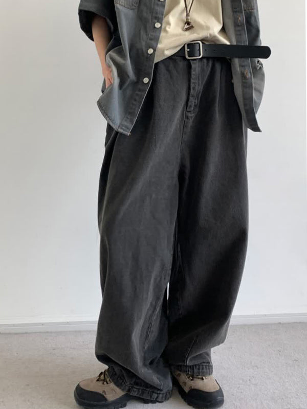 Men' Wash Distressed Loose Jeans