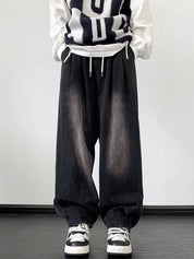 Men's Vintage Wash Drawstring Loose Jeans