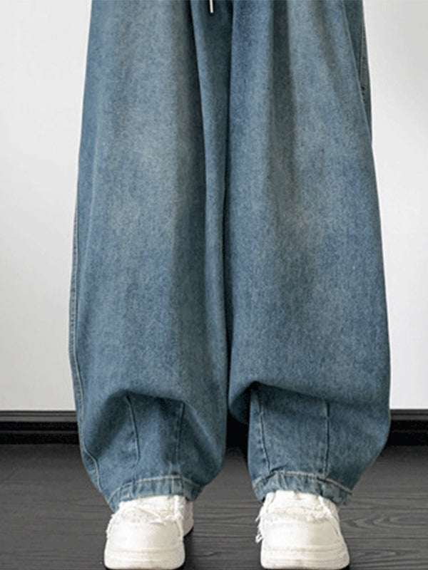 Men's Vintage Wash Drawstring Loose Jeans