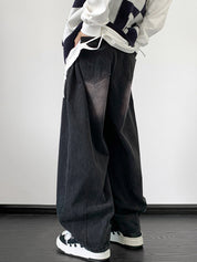 Men's Vintage Wash Drawstring Loose Jeans