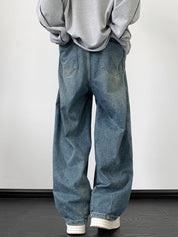 Men's Vintage Wash Drawstring Loose Jeans