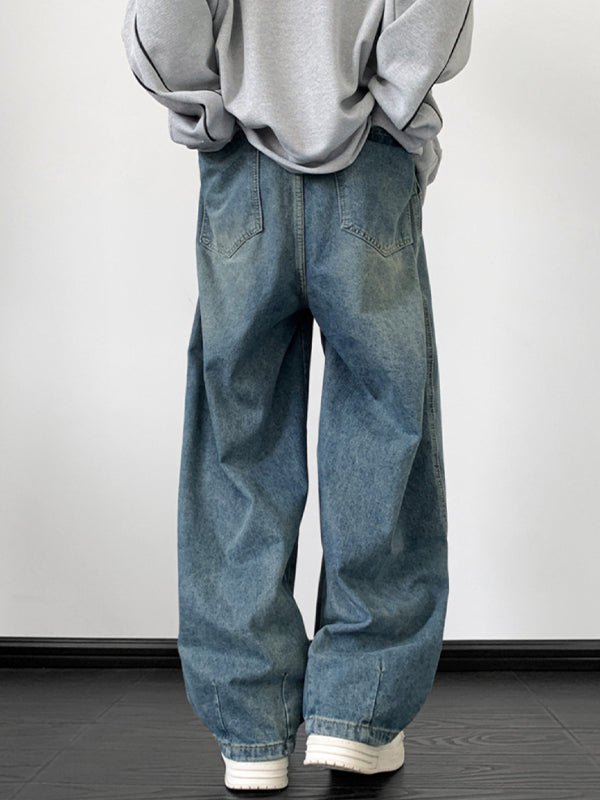 Men's Vintage Wash Drawstring Loose Jeans