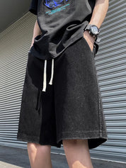 Men's Wash Distressed Drawstring Shorts
