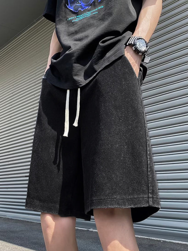 Men's Wash Distressed Drawstring Shorts