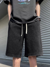 Men's Wash Distressed Drawstring Shorts