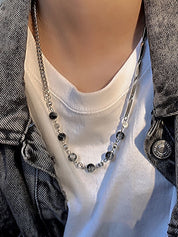 Men's Titanium Steel Cracked bead Splice Necklace