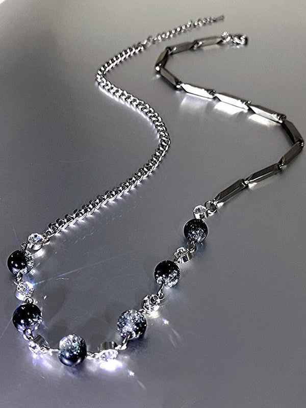 Men's Titanium Steel Cracked bead Splice Necklace