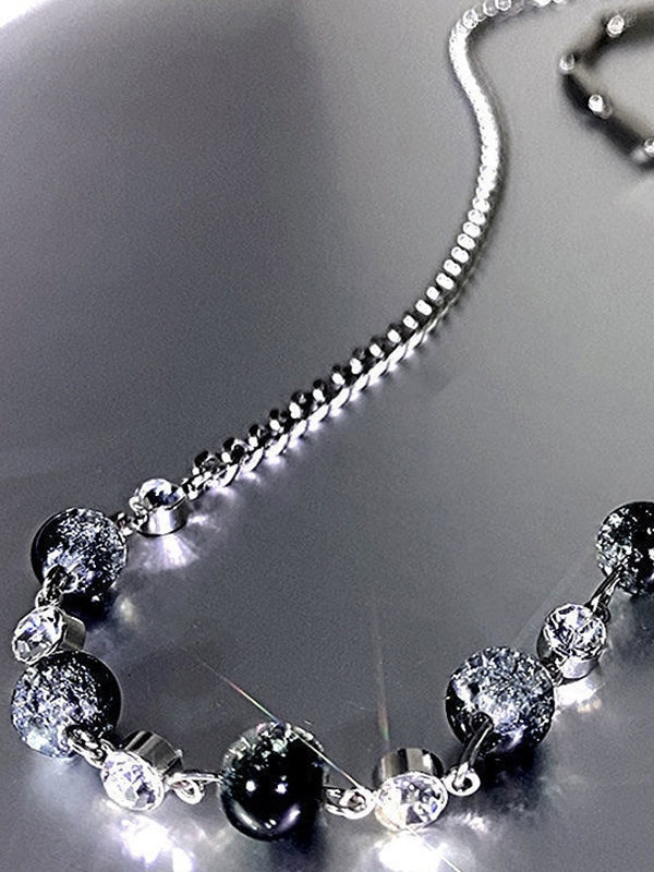 Men's Titanium Steel Cracked bead Splice Necklace