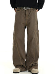 Men's Big Pocket Flap Detail Loose Jeans