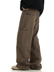Men's Big Pocket Flap Detail Loose Jeans
