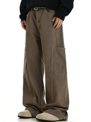 Men's Big Pocket Flap Detail Loose Jeans