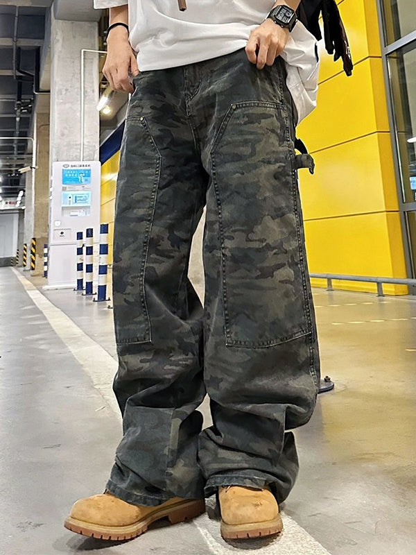 Men's Camo Print Loose Jeans