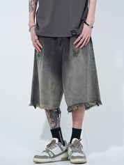 Men's Distressed Ombre Ripped Raw Trim Shorts