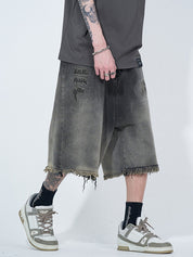 Men's Distressed Ombre Ripped Raw Trim Shorts
