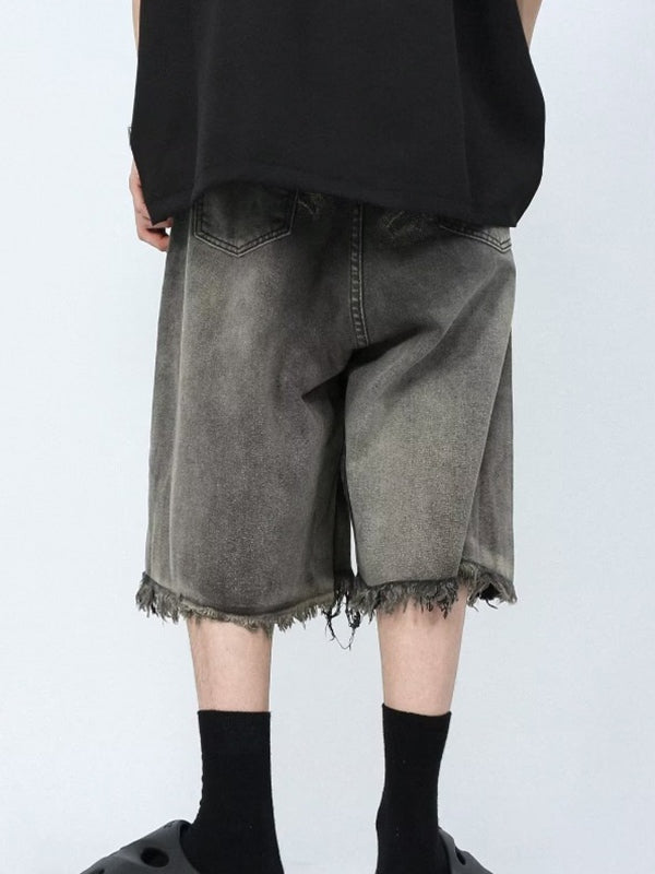 Men's Distressed Ombre Ripped Raw Trim Shorts