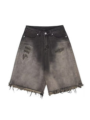 Men's Distressed Ombre Ripped Raw Trim Shorts