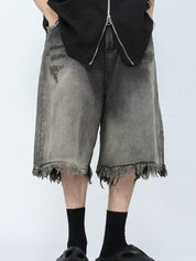 Men's Distressed Ombre Ripped Raw Trim Shorts