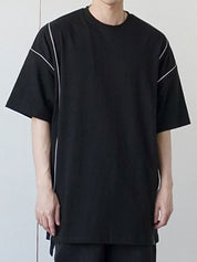 Men's Reflective Line Splice Half Sleeve Short Sleeve Tee