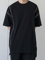 Men's Reflective Line Splice Half Sleeve Short Sleeve Tee