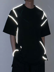 Men's Reflective Line Splice Half Sleeve Short Sleeve Tee