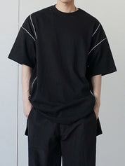 Men's Reflective Line Splice Half Sleeve Short Sleeve Tee