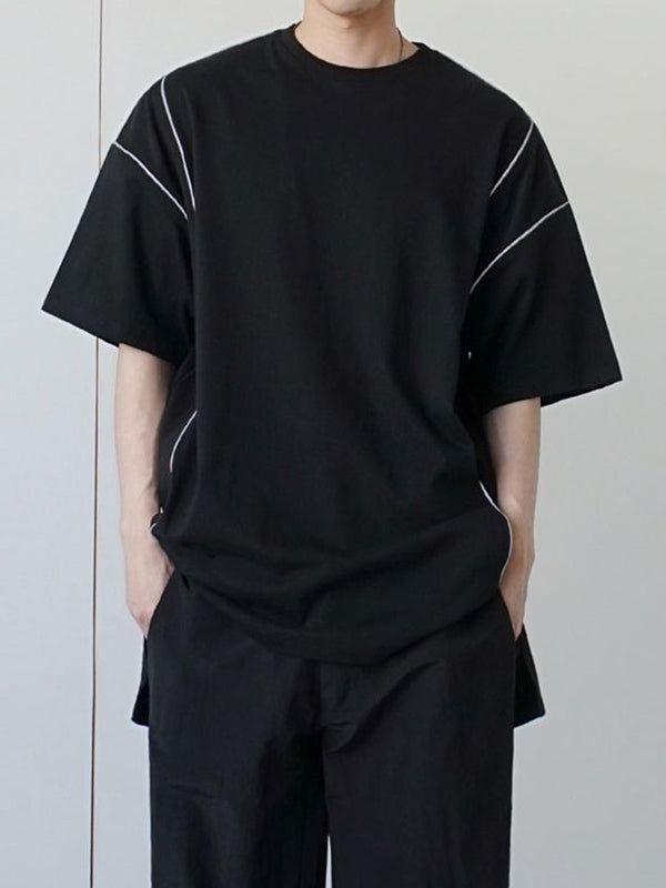 Men's Reflective Line Splice Half Sleeve Short Sleeve Tee