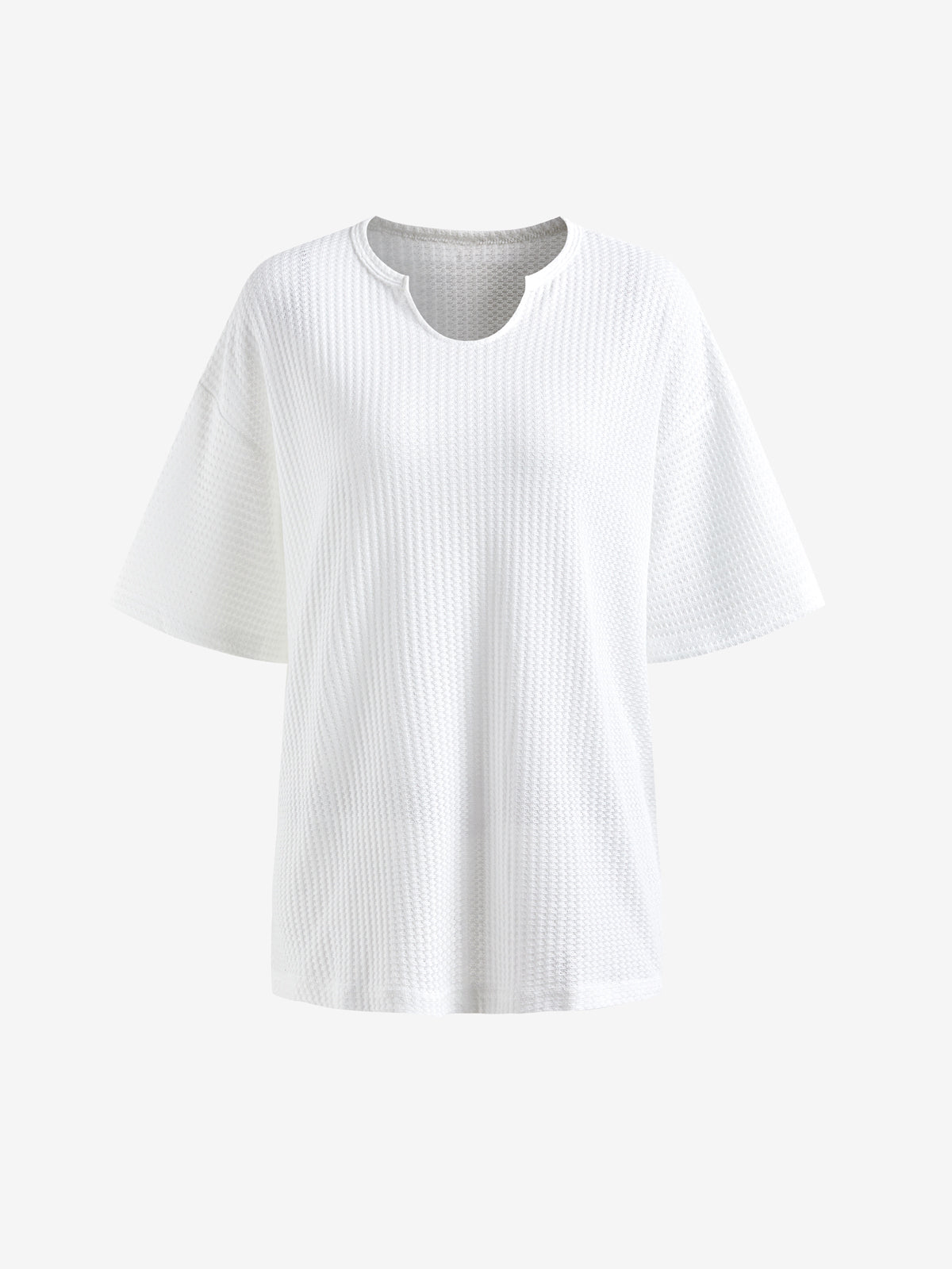 Men's Solid Mesh Notched Neck Short Sleeve Tee