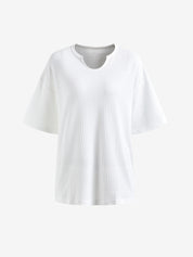 Men's Solid Mesh Notched Neck Short Sleeve Tee