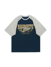 Men's Letter Print Raglan Short Sleeve Tee