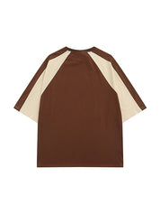 Men's Color Block Letter Print Raglan Short Sleeve Tee