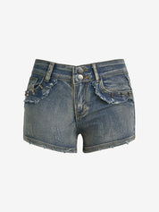 Distressed Slim Denim Hot Shorts