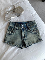 Distressed Slim Denim Hot Shorts