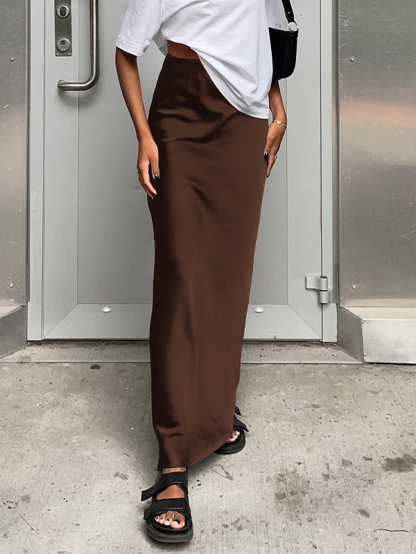 French Satin Drape Skirt