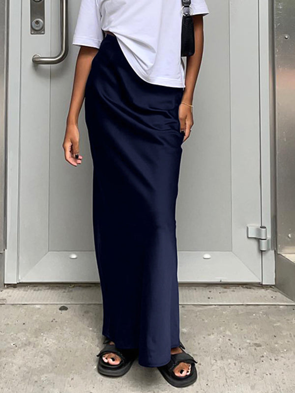 French Satin Drape Skirt