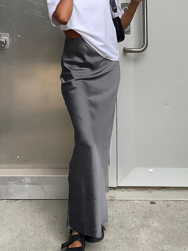 French Satin Drape Skirt