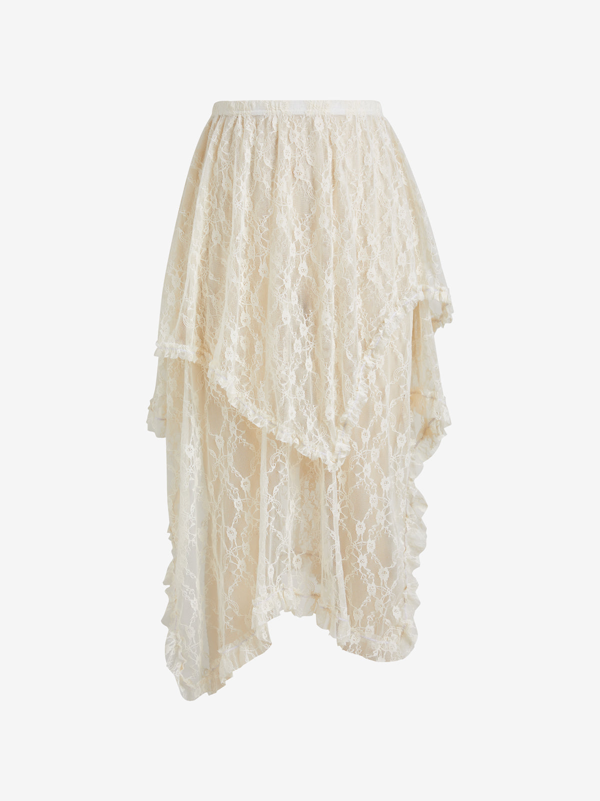 Irregular Lace Ruffle Skirt