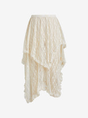 Irregular Lace Ruffle Skirt