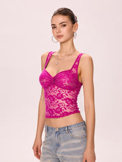 Lace-Paneled Open-Back Halterneck Top