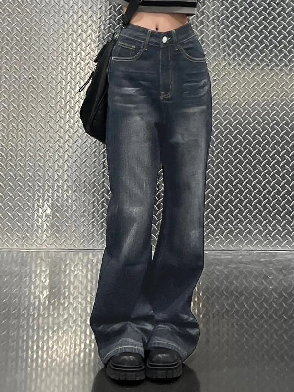 Black Washed Flare Loose Boyfriend Jeans