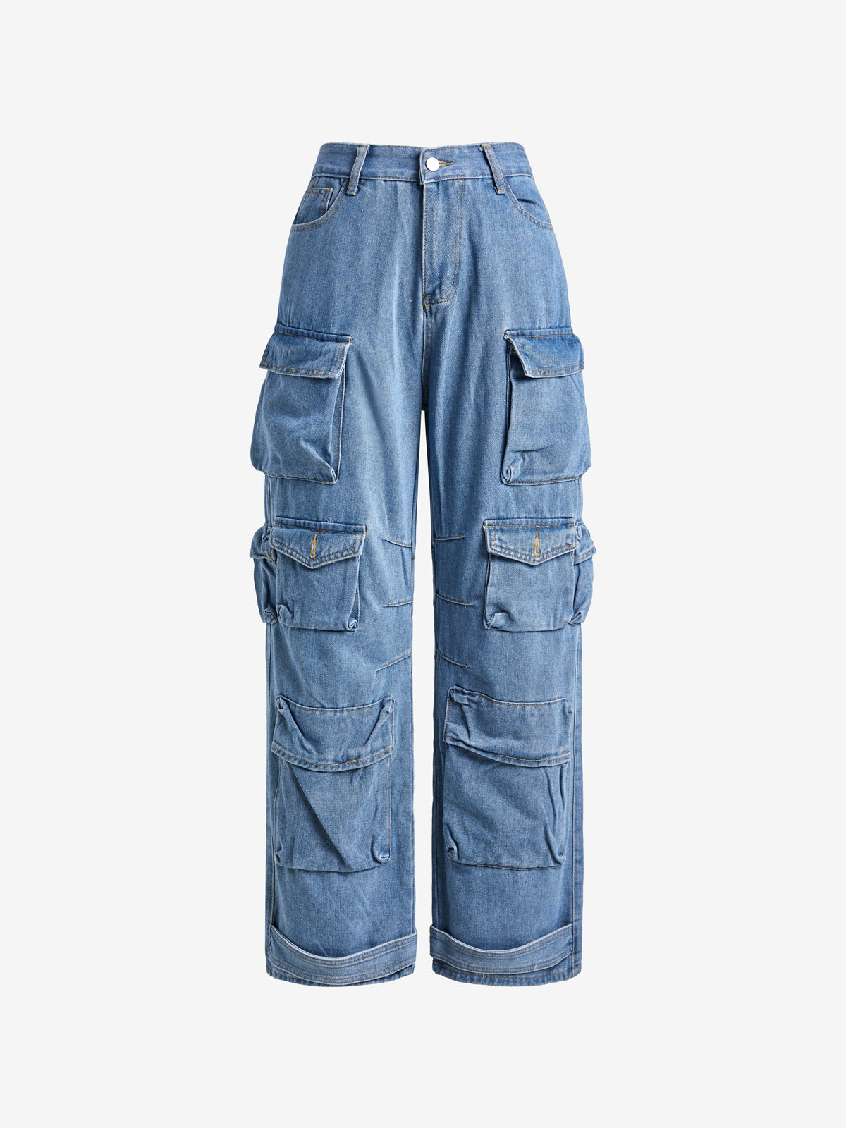 Multiple Pocket Washed Cargo Cargo Jeans