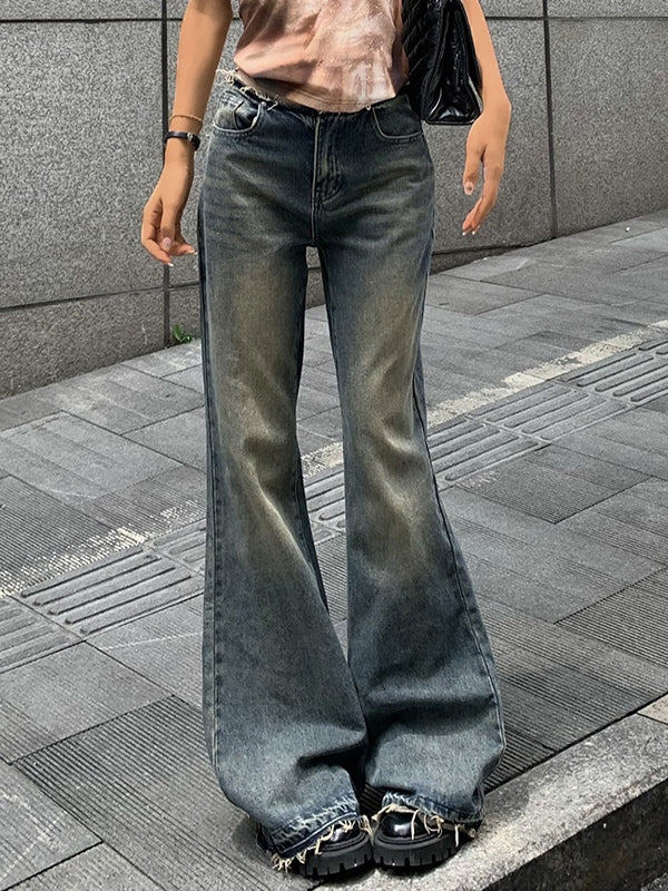 Vintage Burr Low Waist Flare Jeans