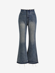 Distressed Low Waist Flare Boyfriend Jeans