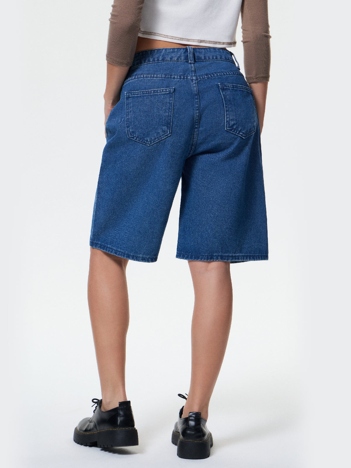 High Waist Straight Leg Denim Shorts
