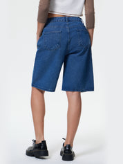 High Waist Straight Leg Denim Shorts