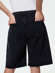 High Waist Straight Leg Denim Shorts