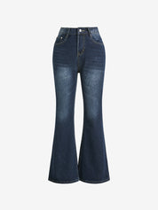 Vintage Washed Distressed Flare Jeans