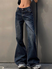 Vintage Washed Distressed Flare Jeans