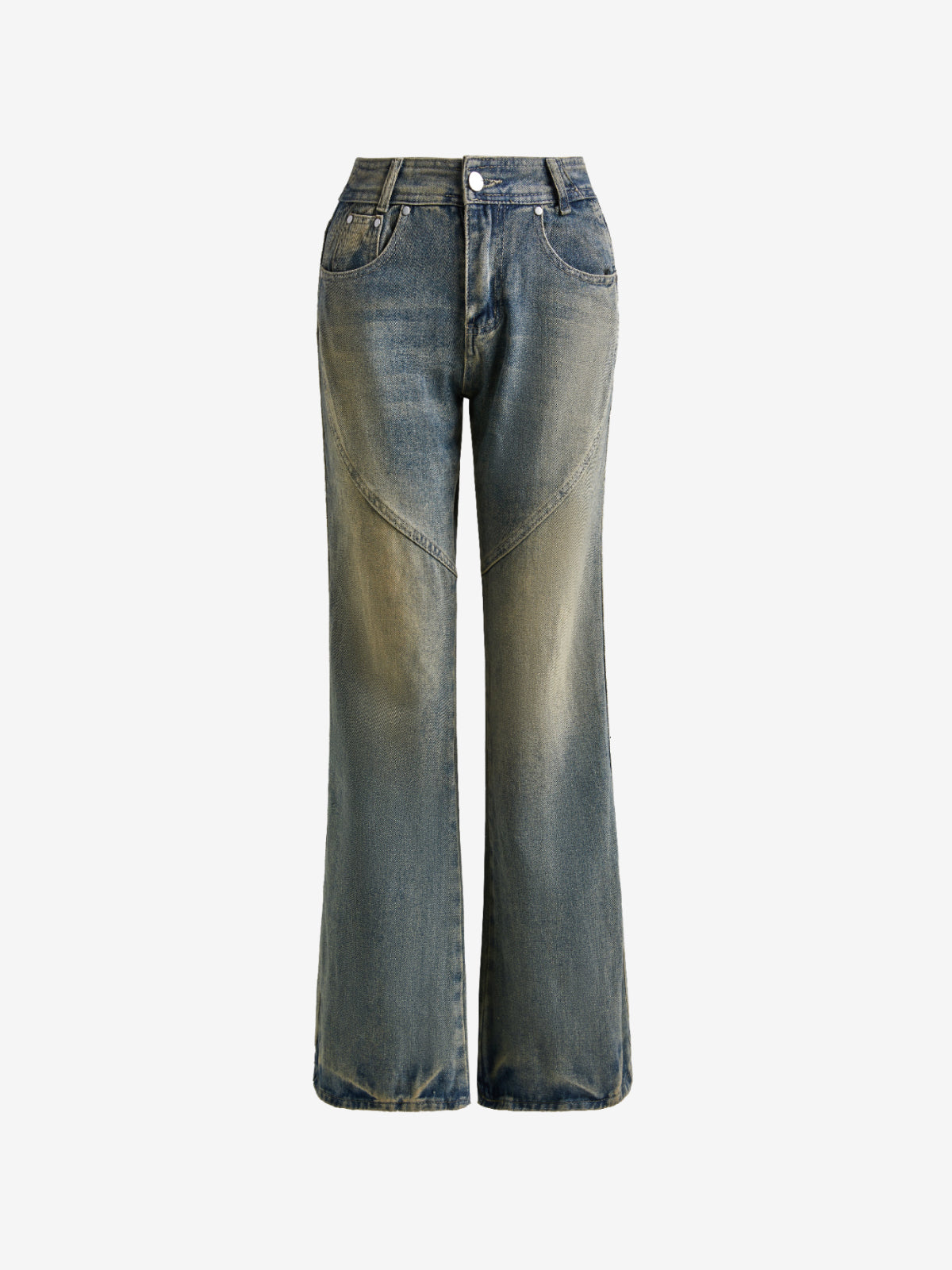 Distressed Washed Splice Design Loose Boyfriend Jeans