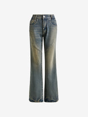 Distressed Washed Splice Design Loose Boyfriend Jeans